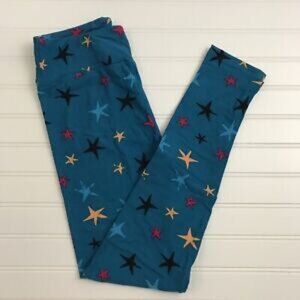 ⭐️ NWT LulaRoe OS Leggings Star blue black yellow Pattern Women’s One Size New